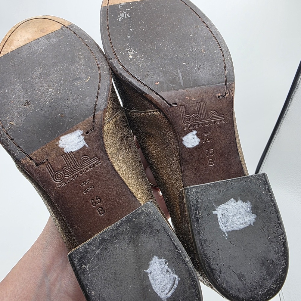 Vintage Belle Sigerson Morrison Effia Loafers‎ Women 8.5 Gold Metallic Designer - Picture 9 of 10